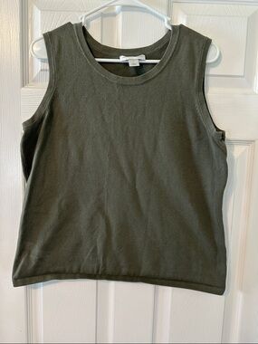 Christopher & Banks Olive Green Sleeveless Knit Tank (L)